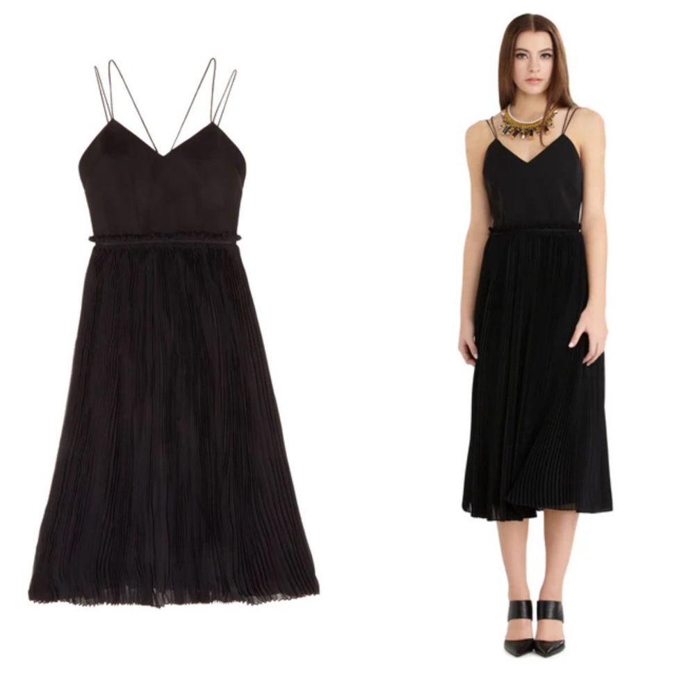 Morgan Carper Harlow Spaghetti Strap Dress with Raw Edge Gather at Waist, Size 6